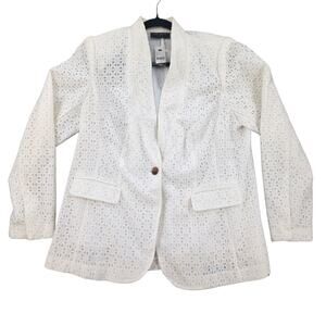 NWT Lane Bryant Blazer Womens Size 16 White Eyelet Lace Feminine Romantic Blazer